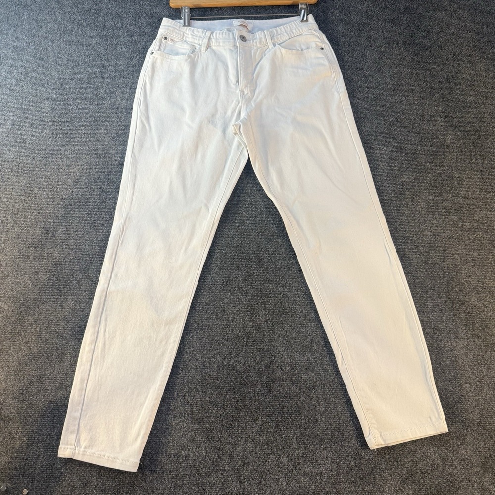 Curve Appeal White Straight Leg Jeans Women's 10/30 High Rise Stretch Denim